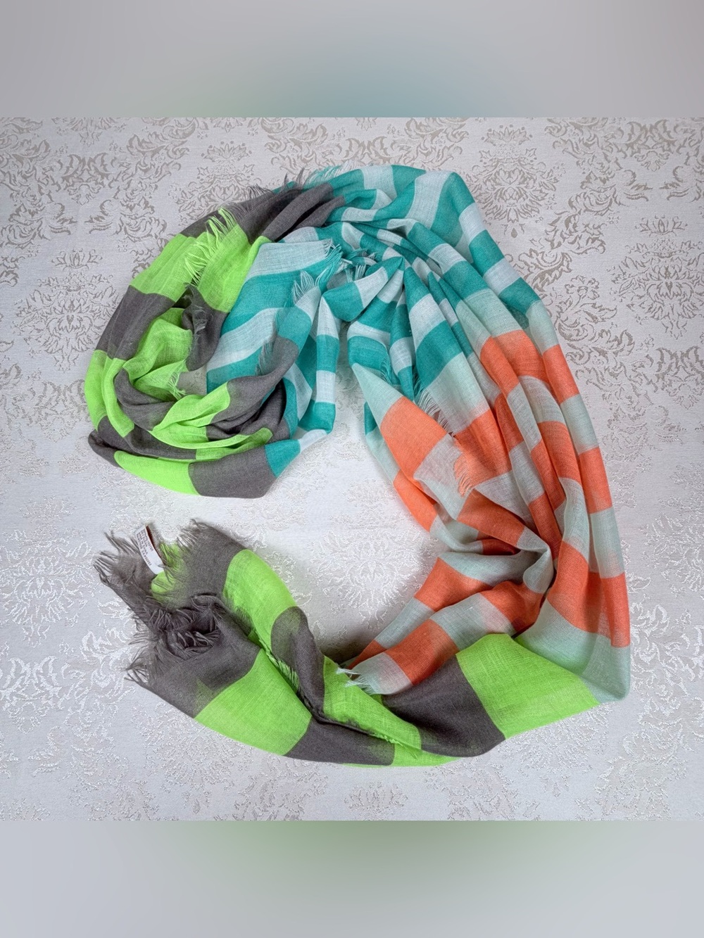 Collection Eighteen Striped Scarf, 21x75”, Vivid, Bright, Lightweight